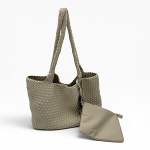 BCBGMAXAZRIA Woven Large Tote Bag & Pouch Set